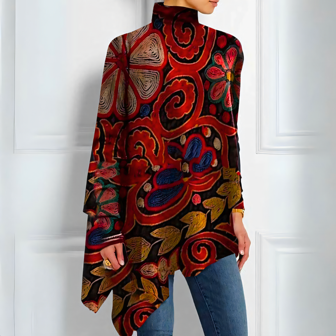Velma - Women's Top with Floral Print and Roll Neck - photo 1