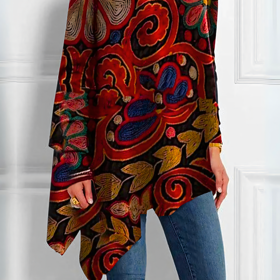 Wilhelmine - Women's Top with Floral Print and Roll Neck - photo 2