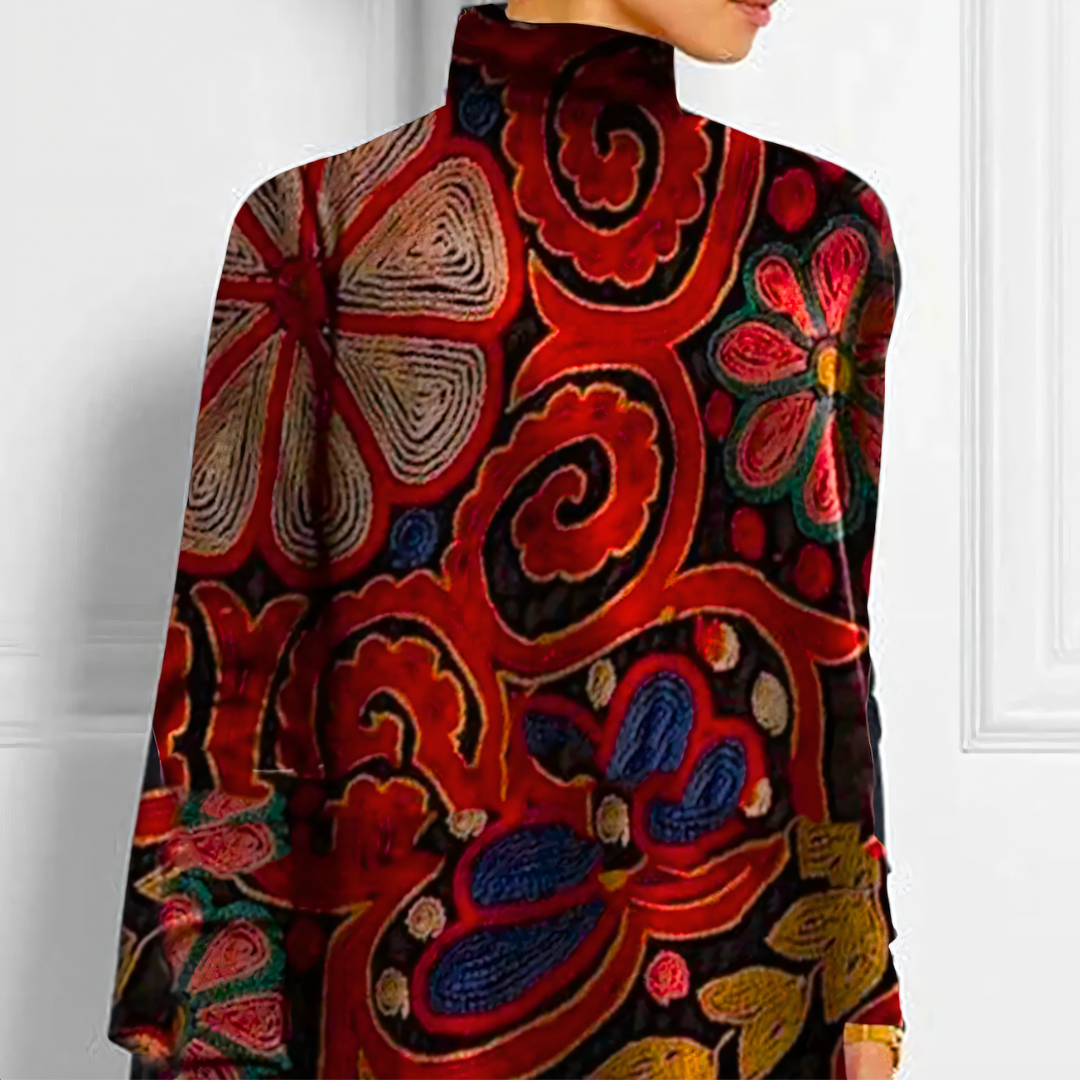Velma - Women's Top with Floral Print and Roll Neck - photo 3