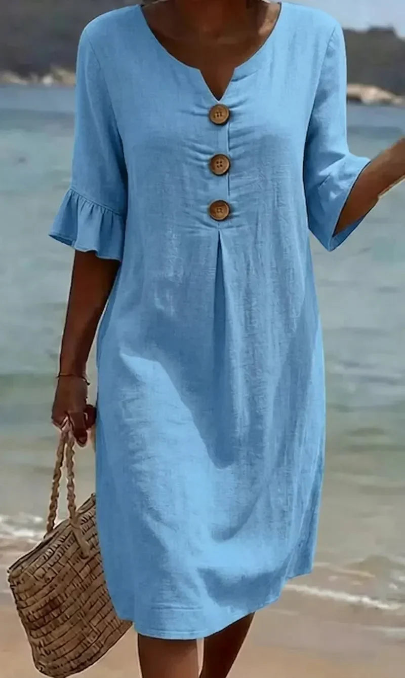 Kara - Women's Mini Dress with Buttons