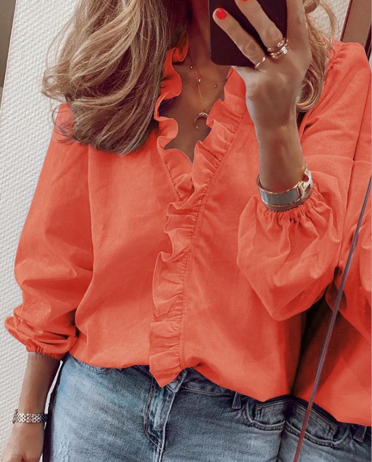 Elegant Ruffled V-Neck Blouse - Stylish Women's Top - photo 5