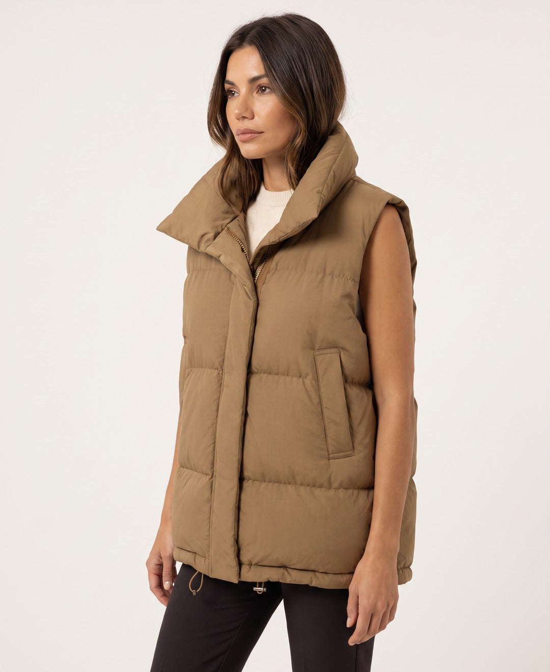 Women's Oversized Puffer Gilet with Funnel Collar