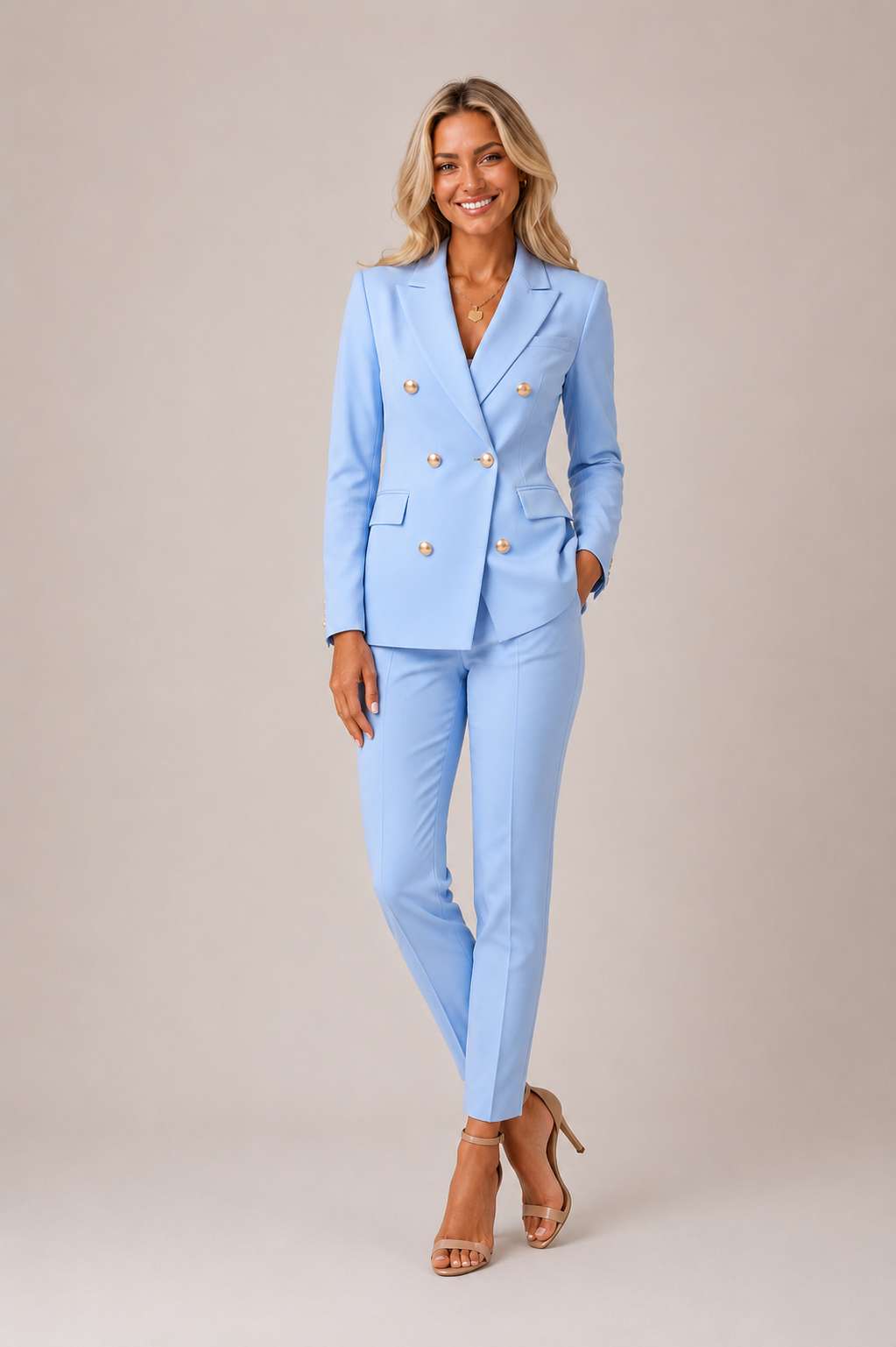 Kamila - Women's Two-Piece Set with Double-Breasted Blazer