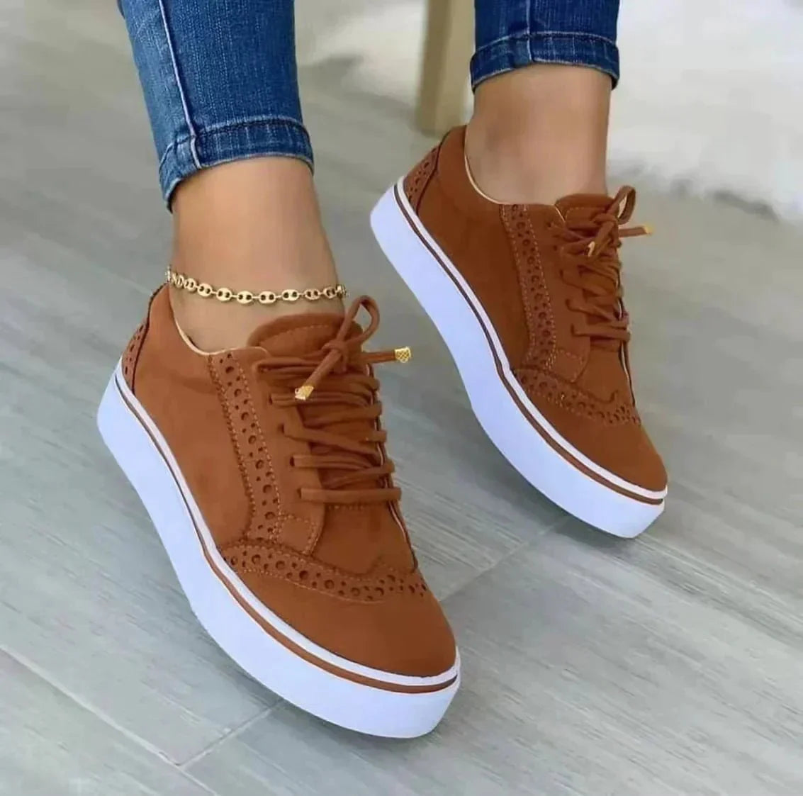 Women's Brown Wide Fit Comfort Shoes for Swollen Feet - photo 1