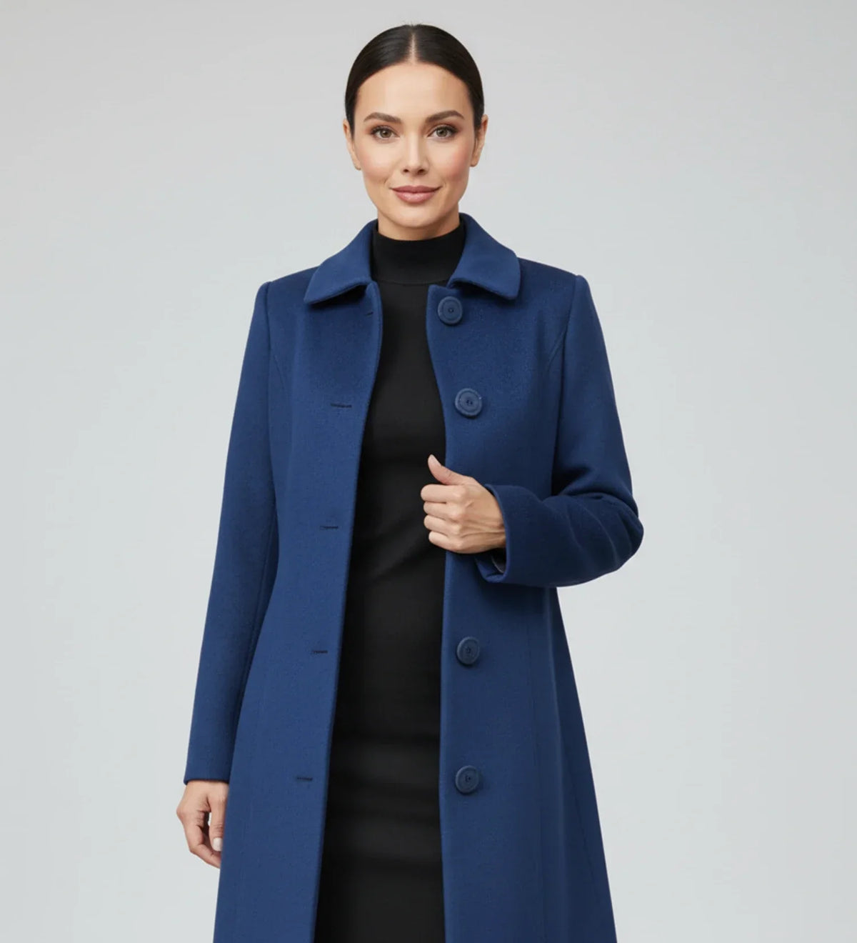 Women's Single Breasted A Line Winter Coat with Buttons - photo 7