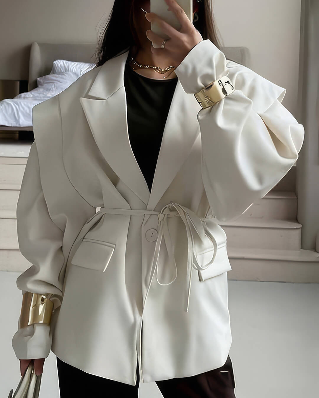 Belinda – Blazer de damă cu cordon și mâneci largi