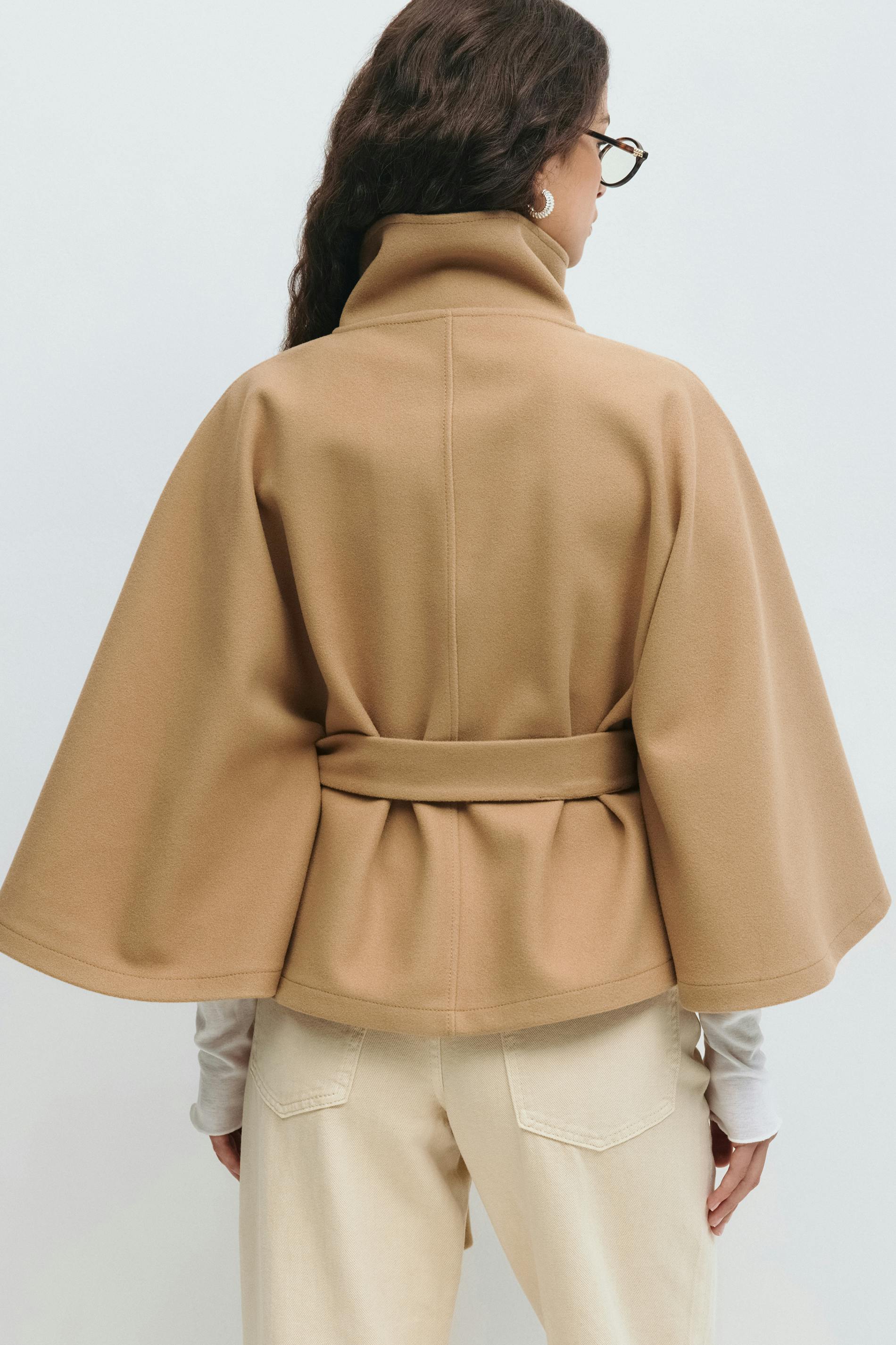 Women's Belted Cape with High Collar - photo 9