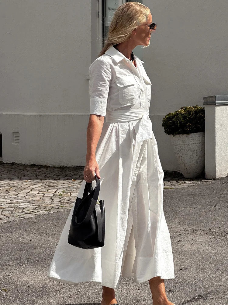 Beth - Abito chemisier midi da donna con cintura