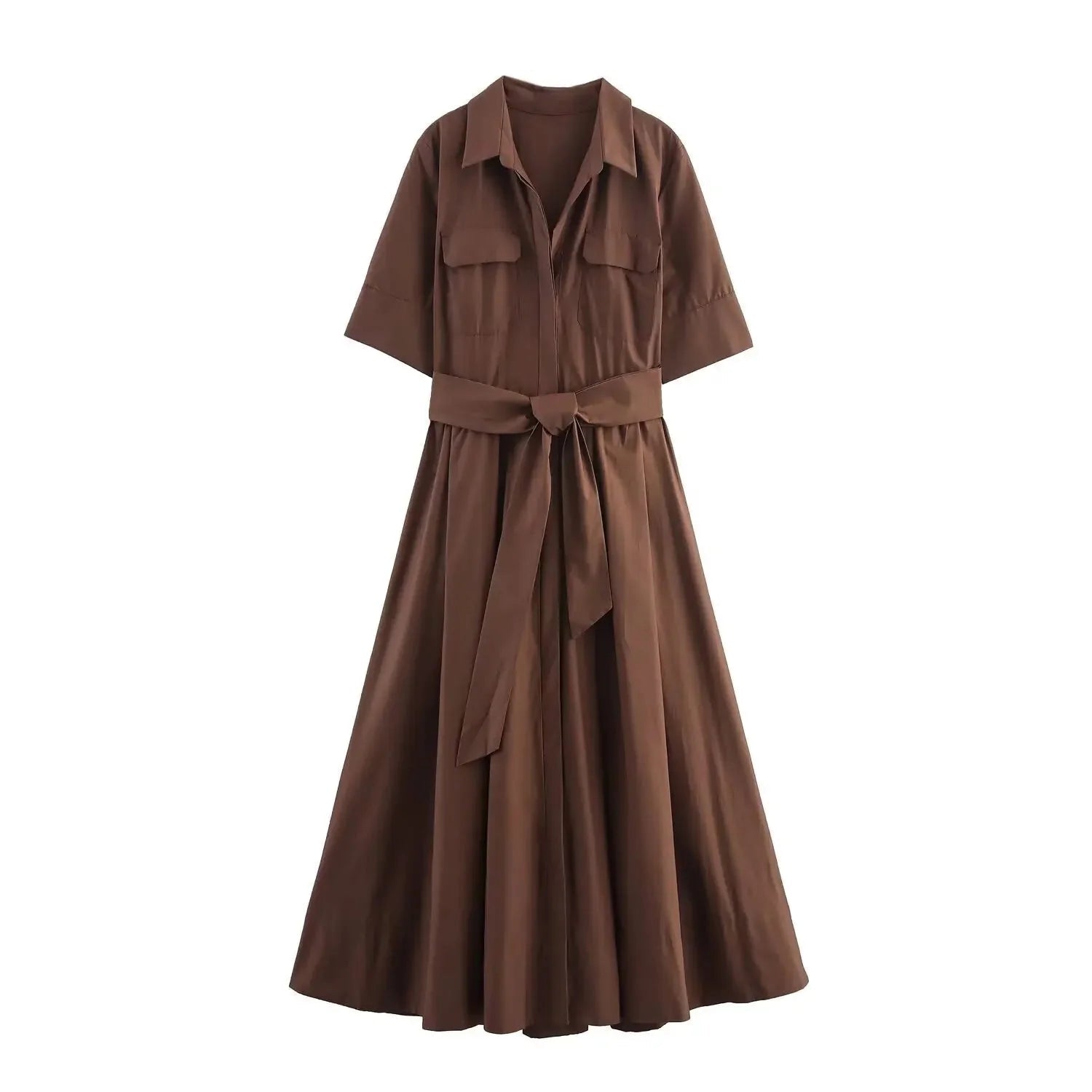 Beth - Abito chemisier midi da donna con cintura