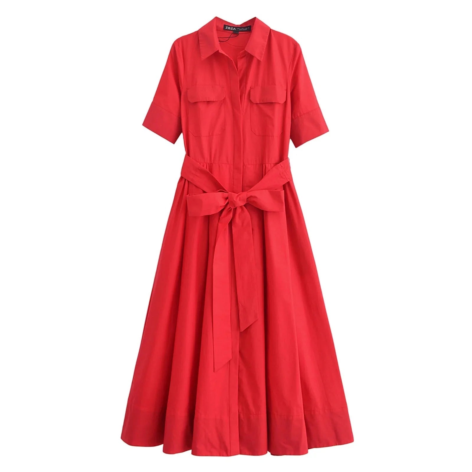 Beth - Abito chemisier midi da donna con cintura