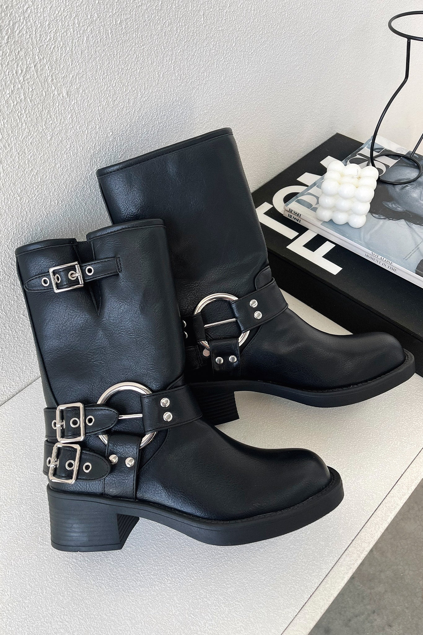 Boots For Women | Ankle Block Heel Buckle Strap