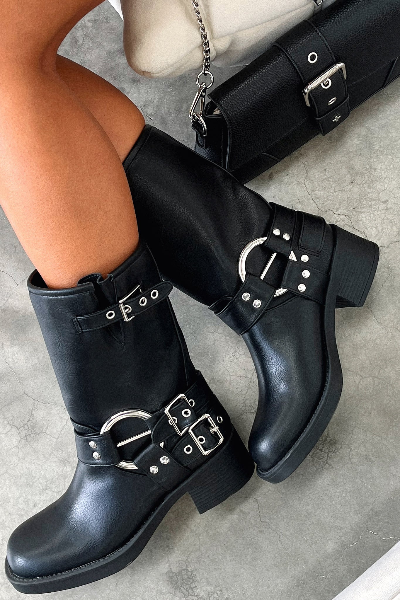 Boots For Women | Ankle Block Heel Buckle Strap