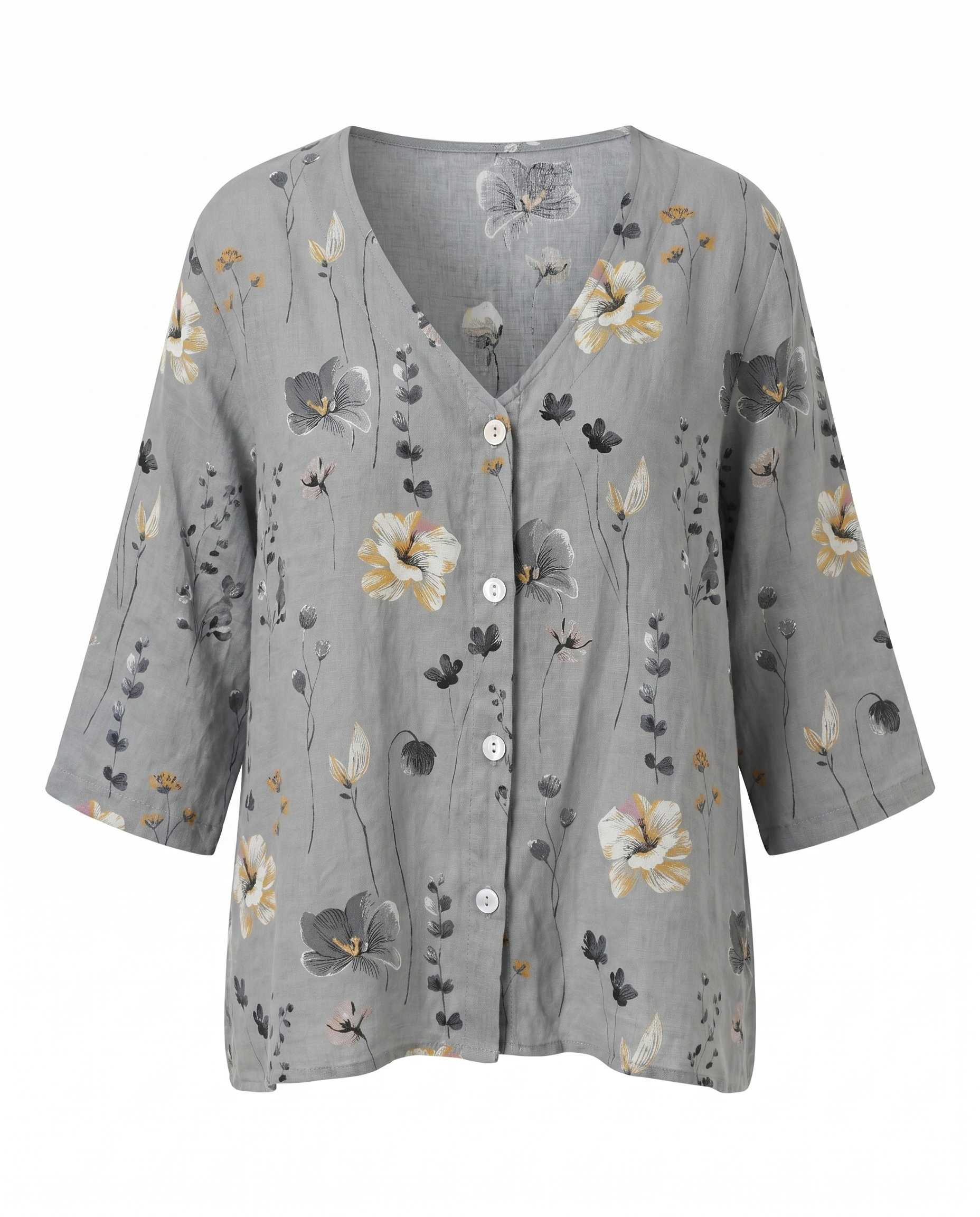 Women's Floral Blouse with Three-Quarter Sleeves - photo 12