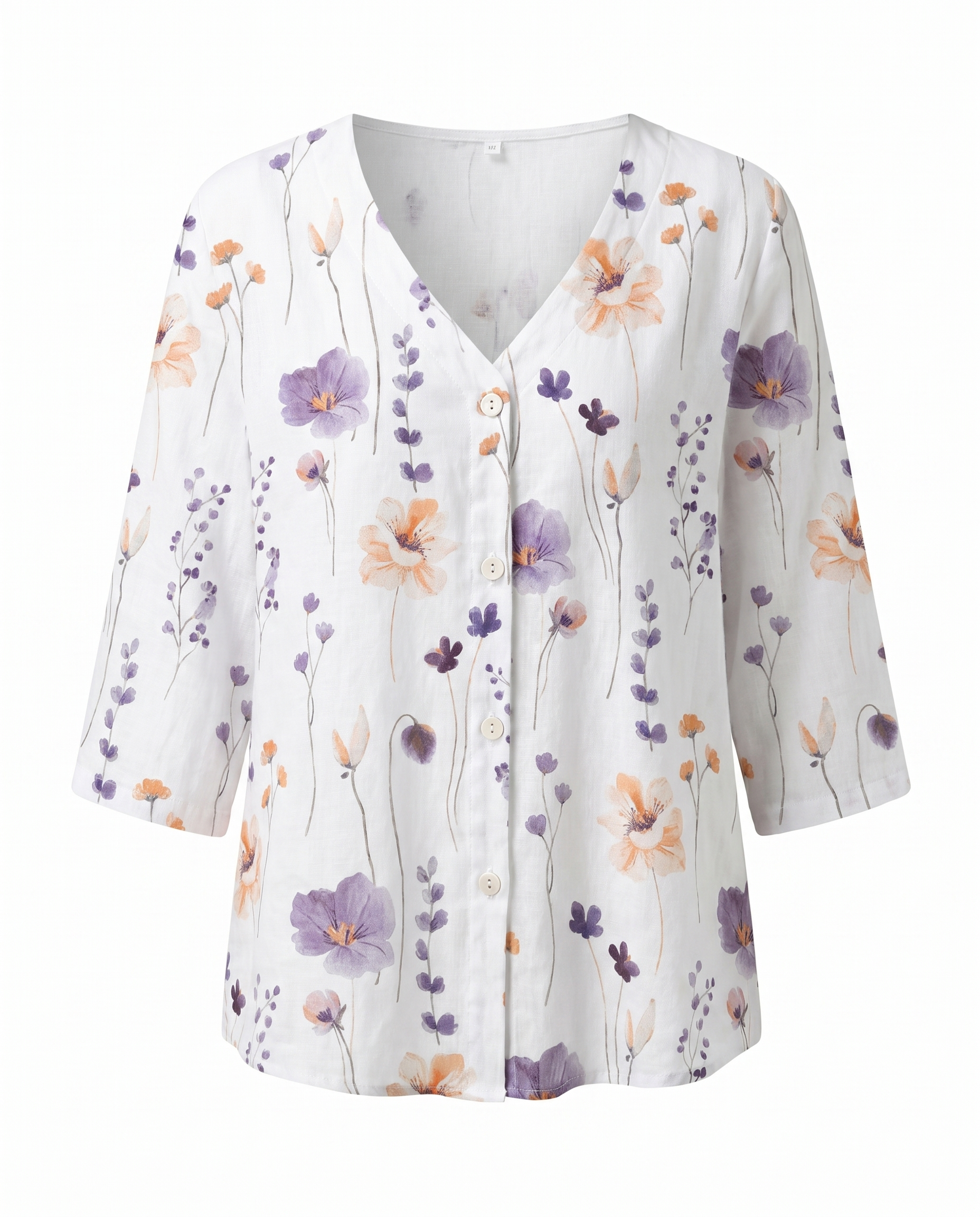 Women's Floral Blouse with Three-Quarter Sleeves - photo 10
