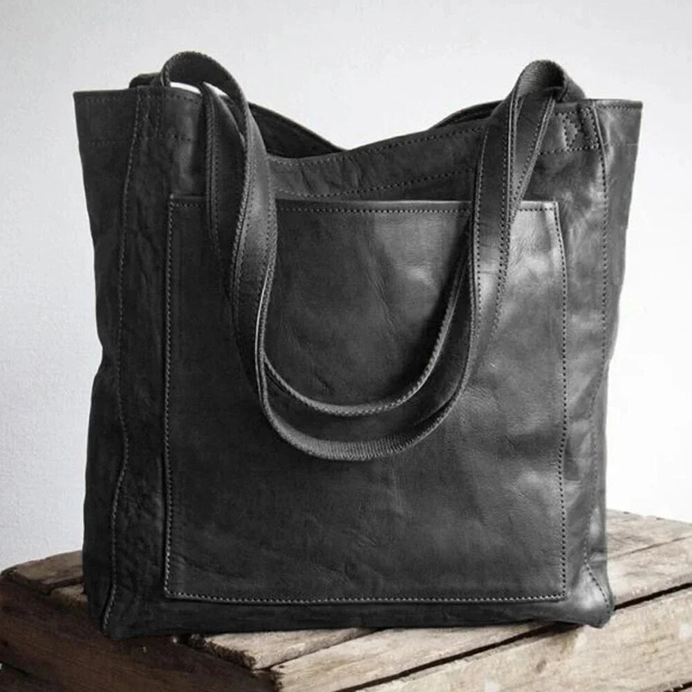 Delwyn - Women's Leather Tote Bag with Magnetic Closure