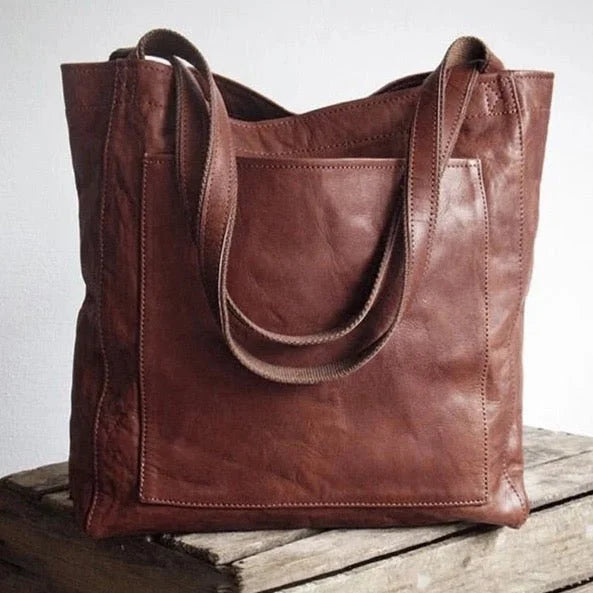 Delwyn - Women's Leather Tote Bag with Magnetic Closure