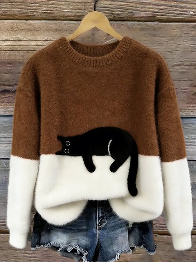 Odella - Women's Casual Pullover with Cat Print - photo 9