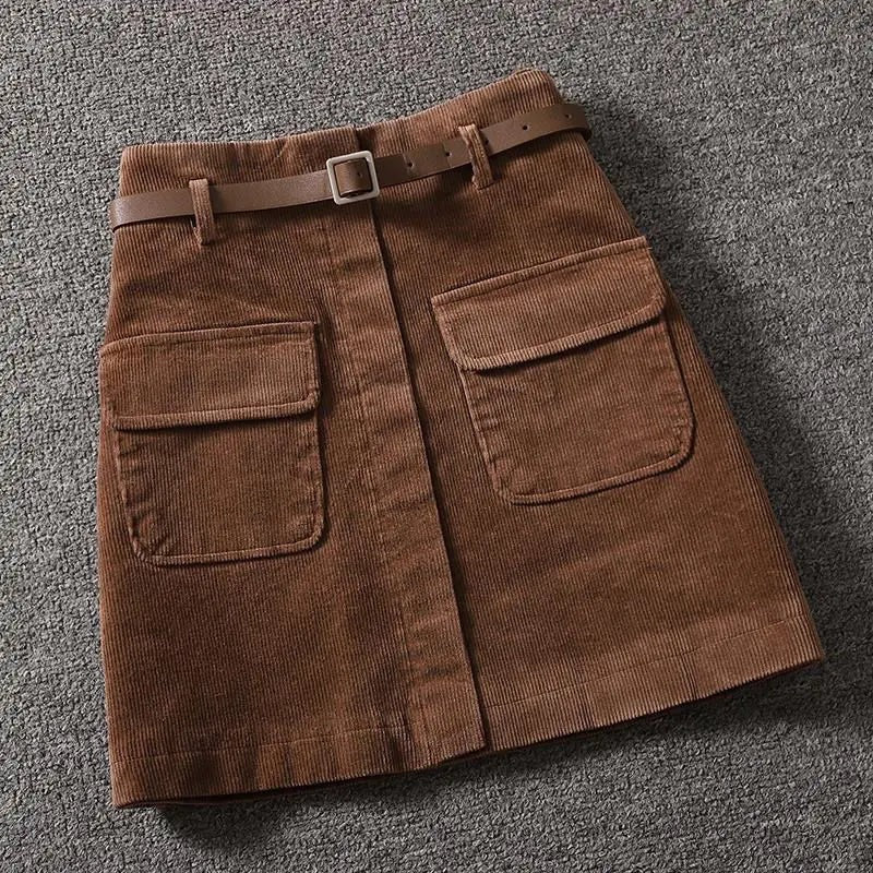 Women's Cecilia - Mini Skirt in Ribbed Velvet Pocket