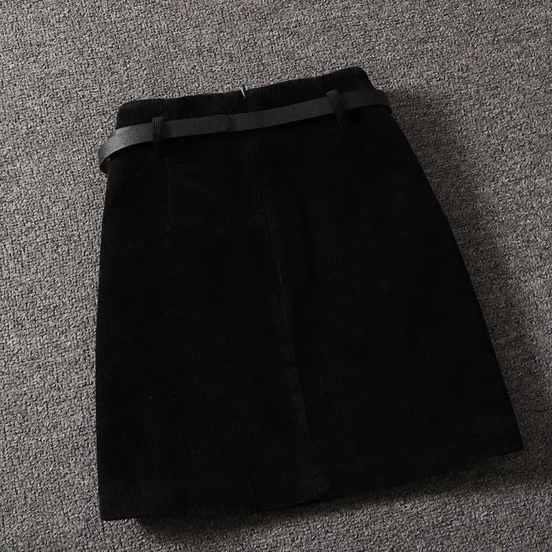 Women's Cecilia - Mini Skirt in Ribbed Velvet Pocket – view 4