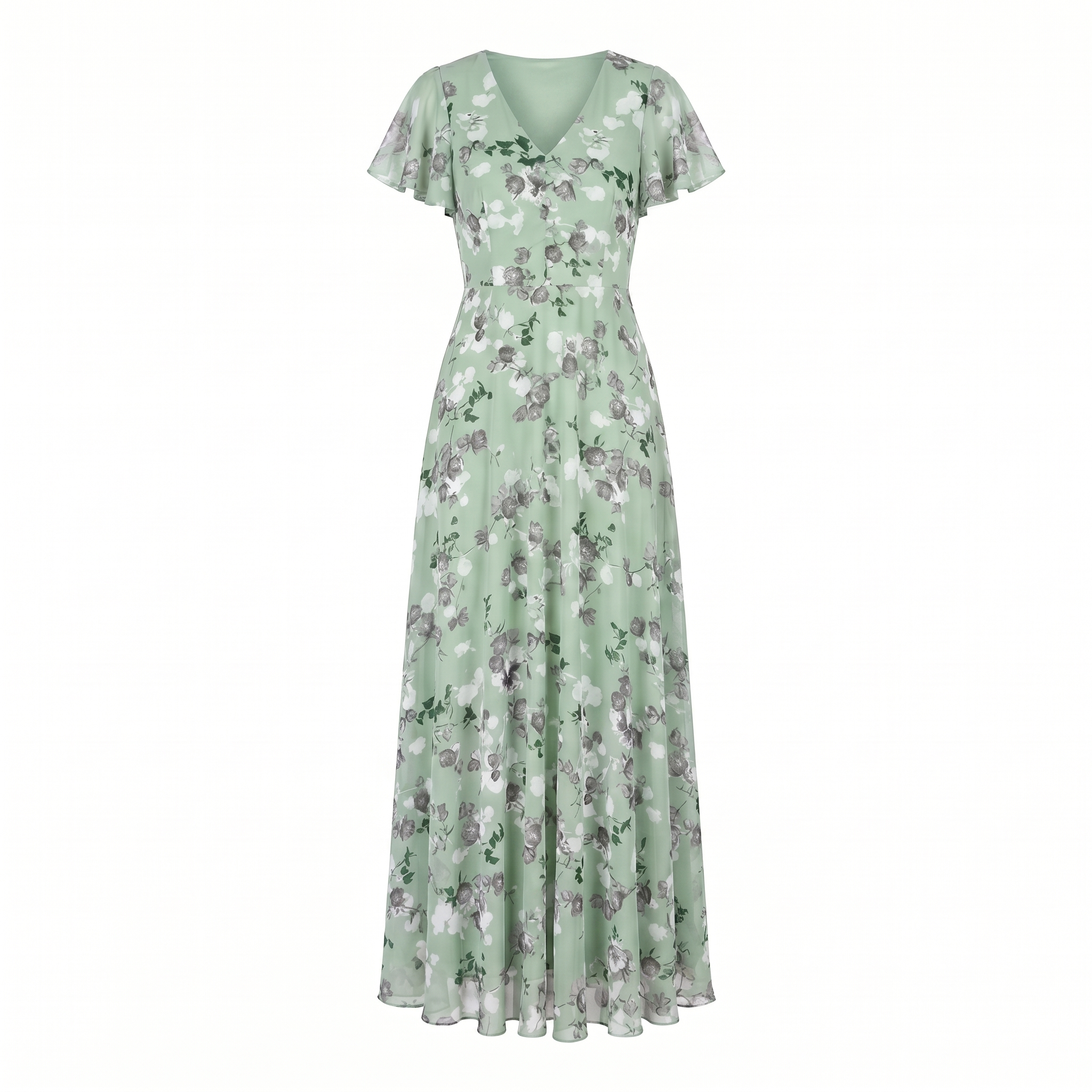 Rochie maxi de cocktail pentru femei, cu imprimeu floral și mâneci fluture