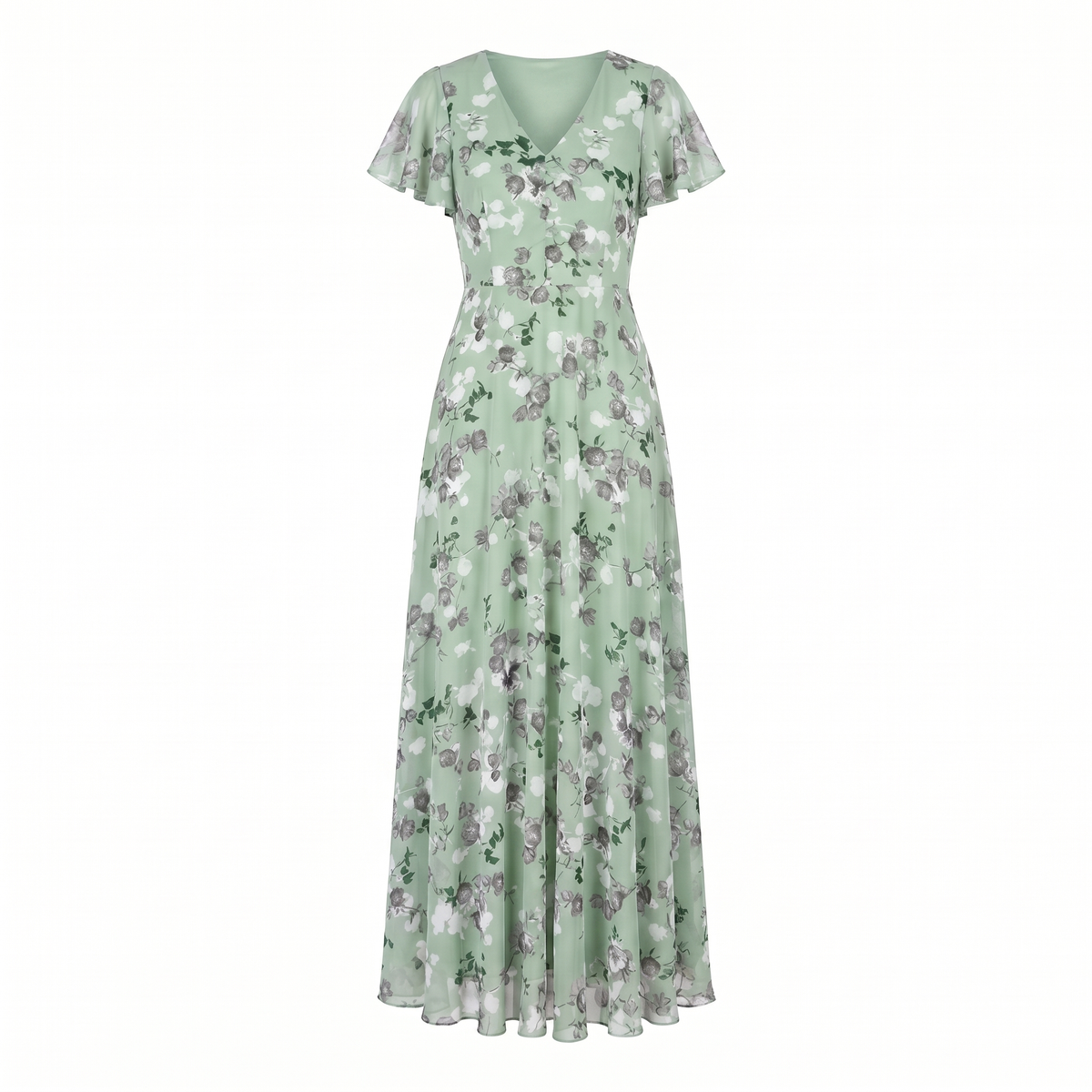 Women's Floral Cocktail Maxi Dress with Flutter Sleeves - photo 8