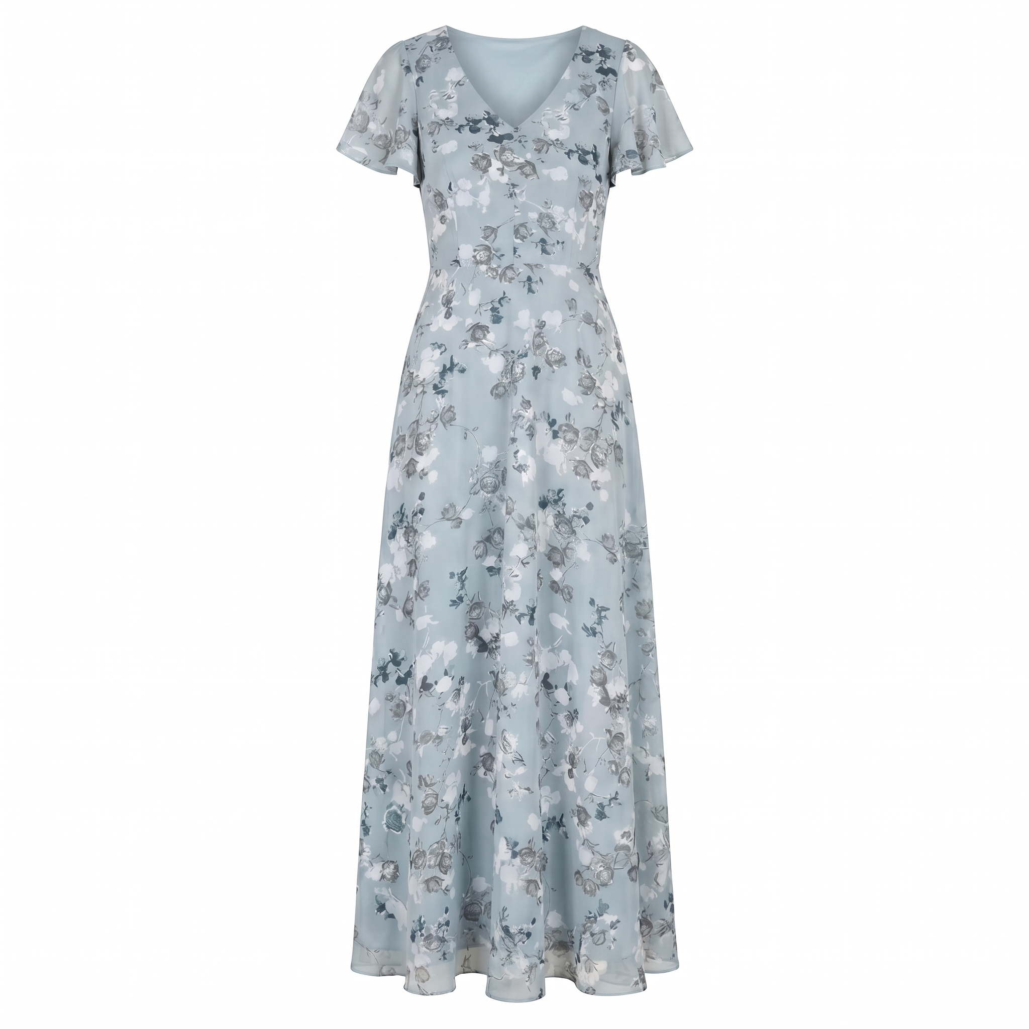Rochie maxi de cocktail pentru femei, cu imprimeu floral și mâneci fluture