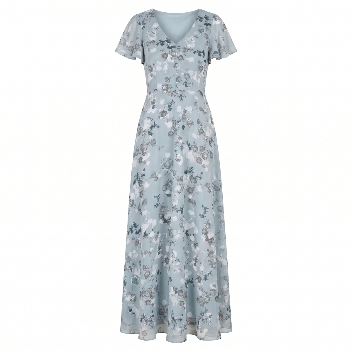 Women's Floral Cocktail Maxi Dress with Flutter Sleeves - photo 6