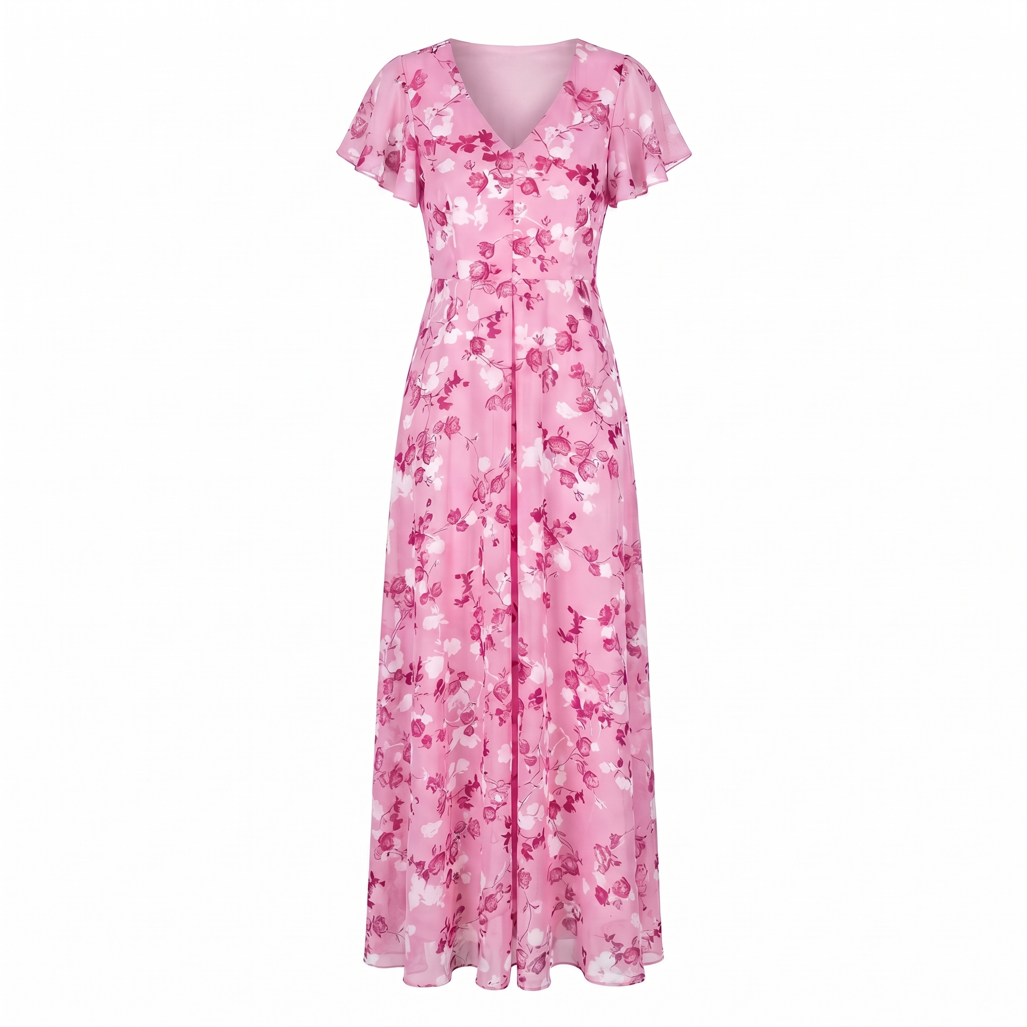 Rochie maxi de cocktail pentru femei, cu imprimeu floral și mâneci fluture