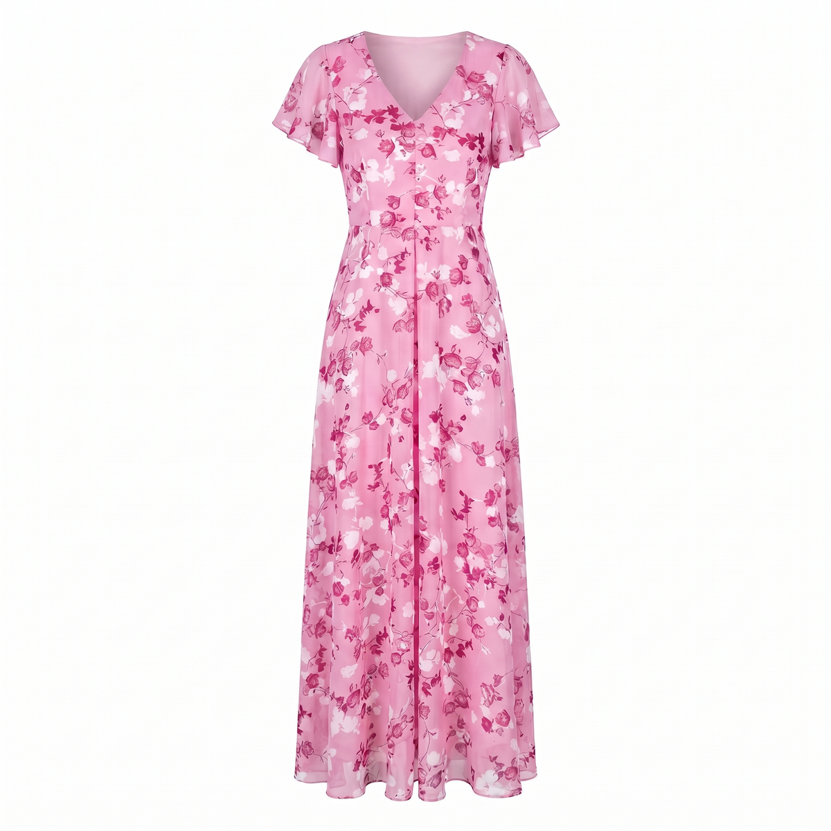Women's Floral Cocktail Maxi Dress with Flutter Sleeves - photo 12