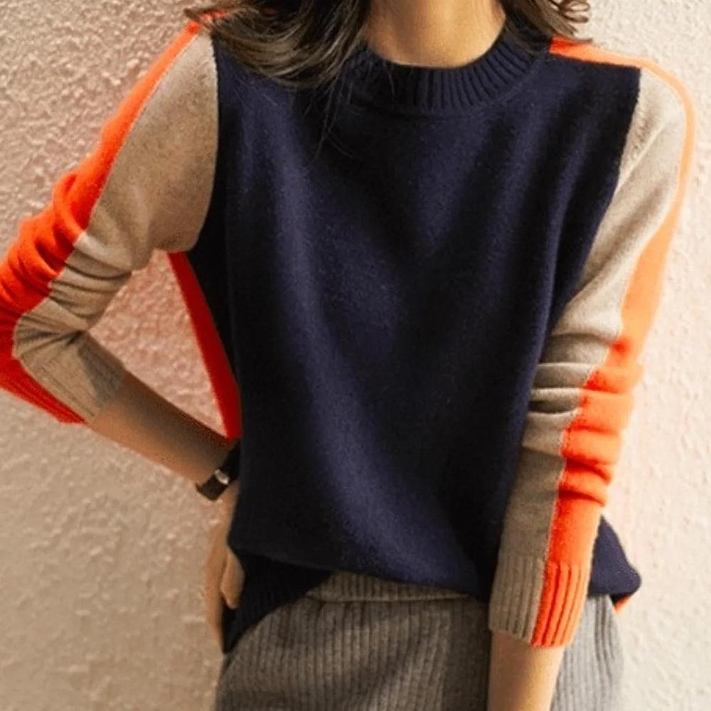 Women's Contrast Sleeve Knit Sweater - photo 1