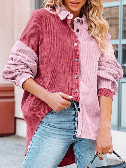 Lois - Women's Corduroy Blouse with Contrast Panels - photo 1