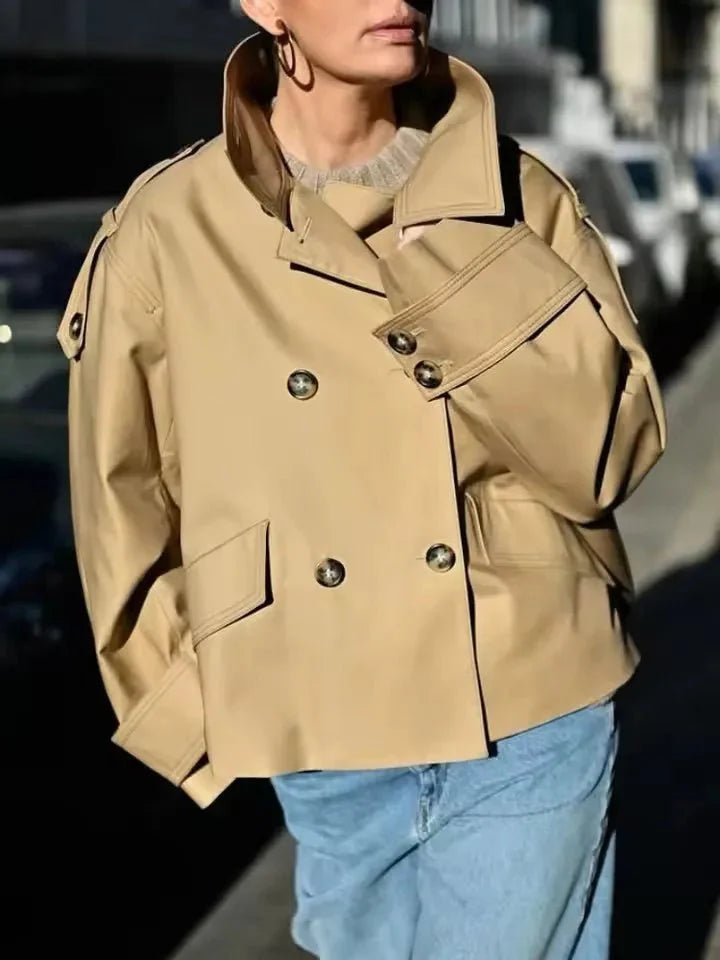 Cassie - Trench corto da donna con collo rialzato
