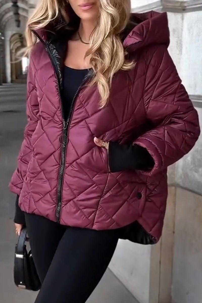 Women's Quilted Zip Jacket with Ribbed Cuffs