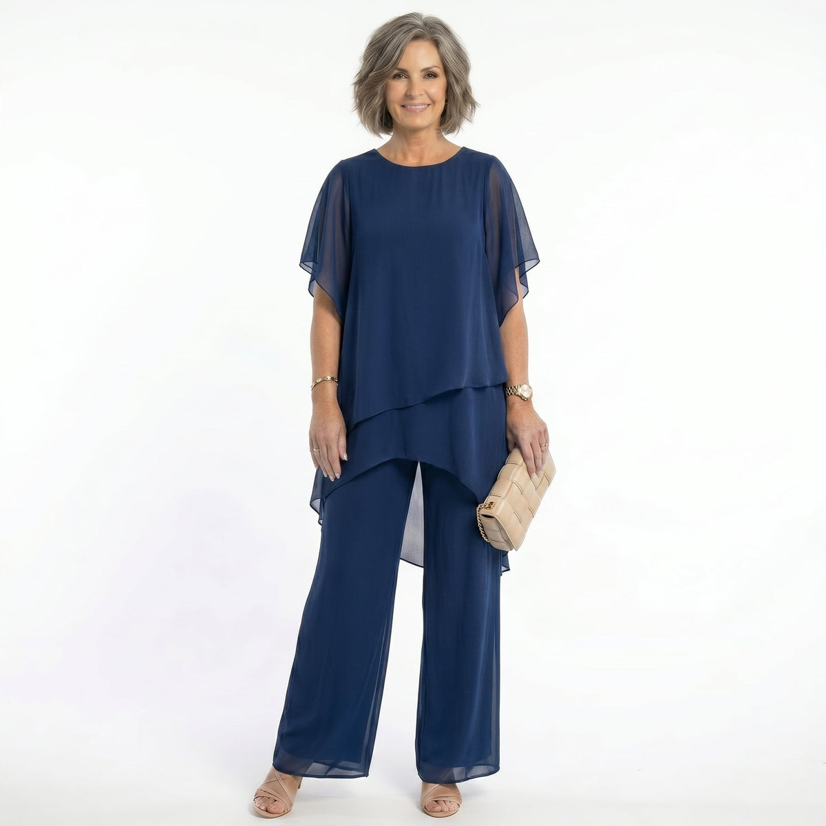 Elegant Women's Ceremony Outfit with Asymmetrical Tunic