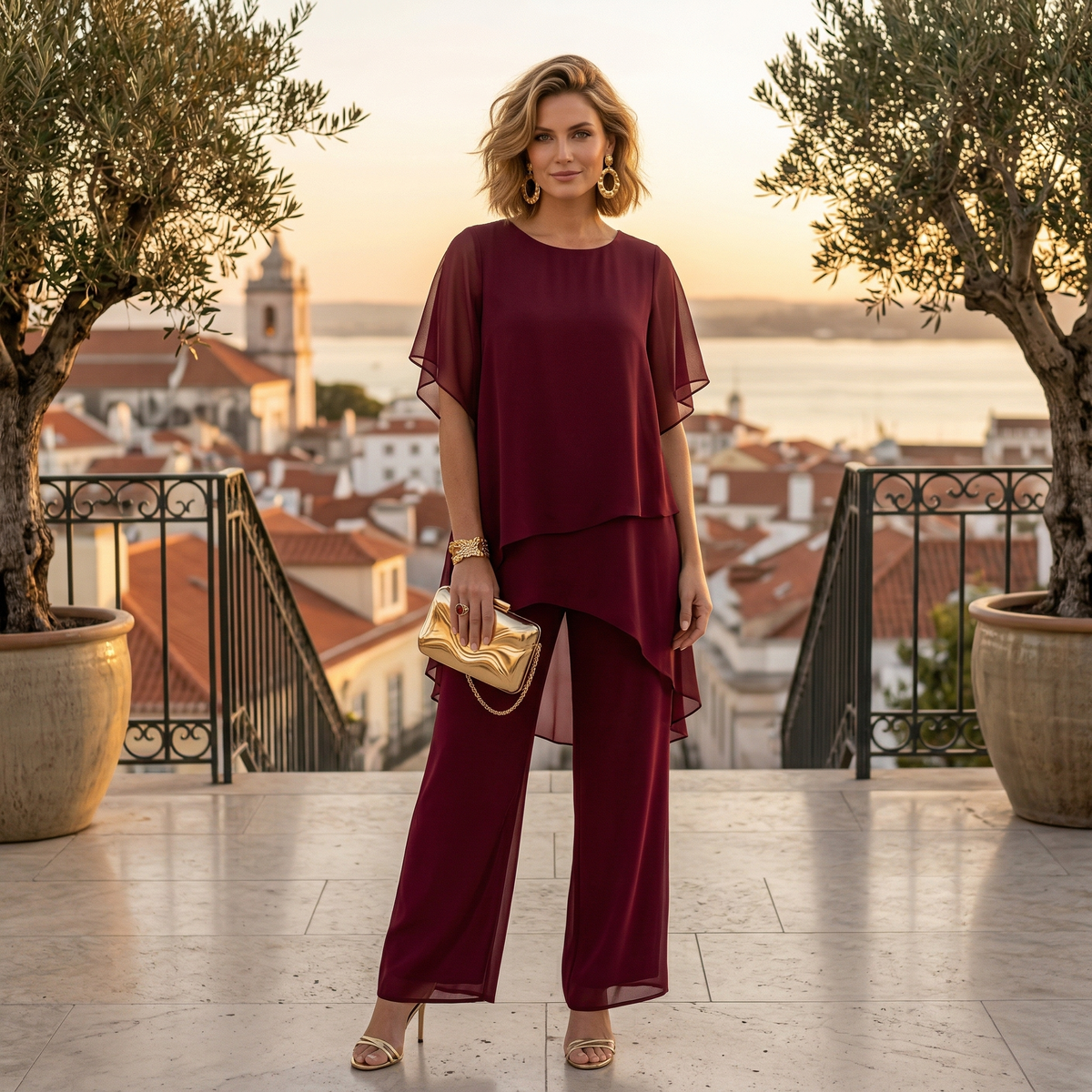 Elegant Women's Ceremony Outfit with Asymmetrical Tunic – view 14