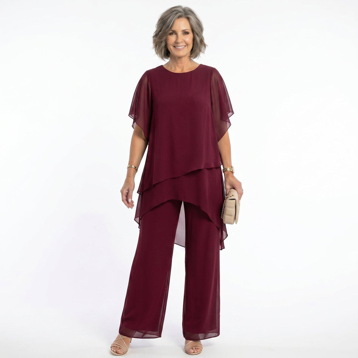 Elegant Women's Ceremony Outfit with Asymmetrical Tunic – view 4