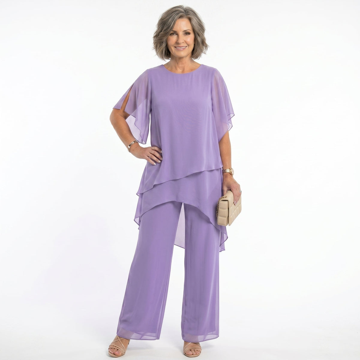 Elegant Women's Ceremony Outfit with Asymmetrical Tunic – view 6