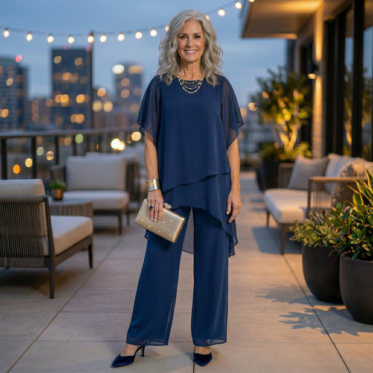 Elegant Women's Ceremony Outfit with Asymmetrical Tunic – view 8