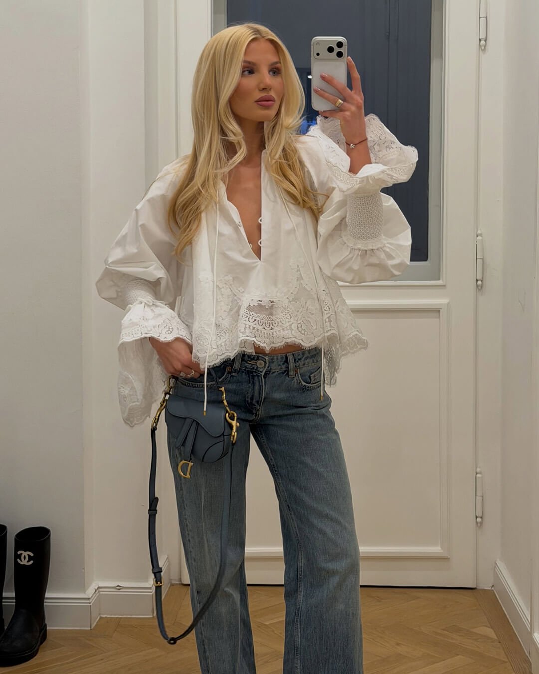 Aitema Embroidery Lace Trim Blouse