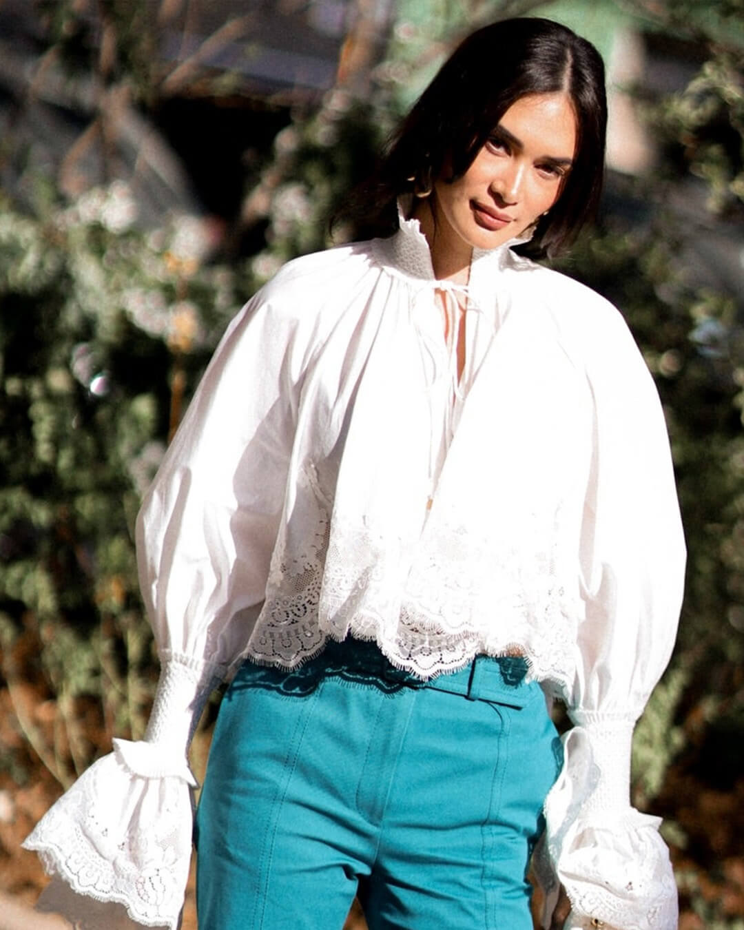 Aitema Embroidery Lace Trim Blouse