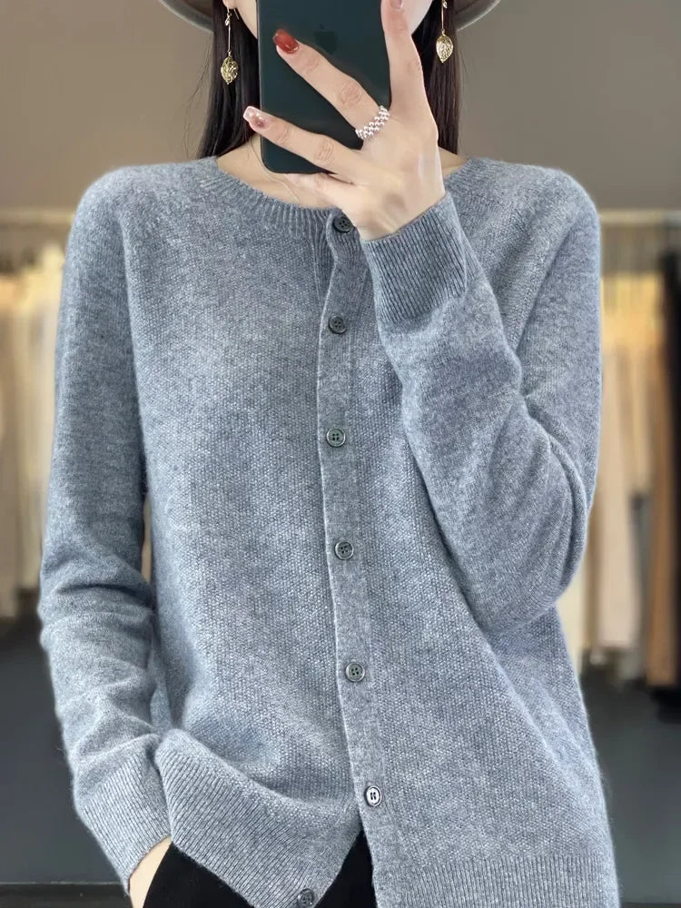 Women's Everyday Button Cardigan with Round Neck - photo 1
