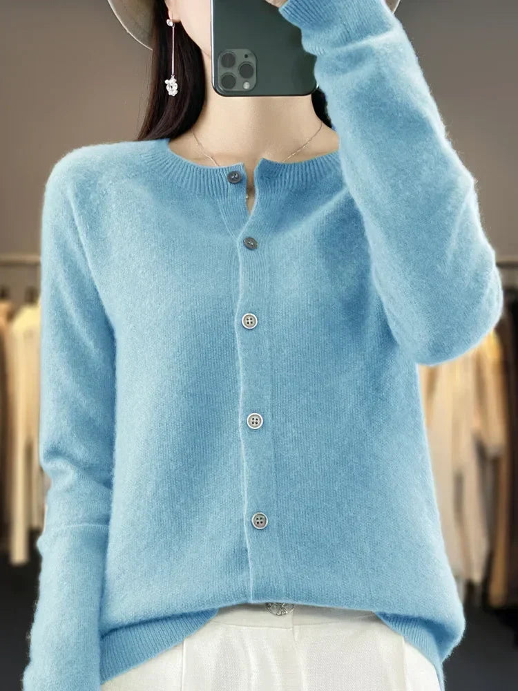 Women's Everyday Button Cardigan with Round Neck - photo 10