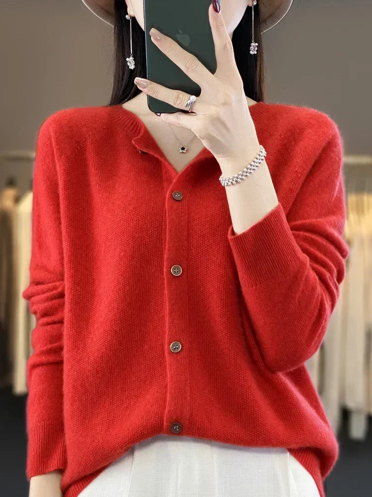 Women's Everyday Button Cardigan with Round Neck - photo 11