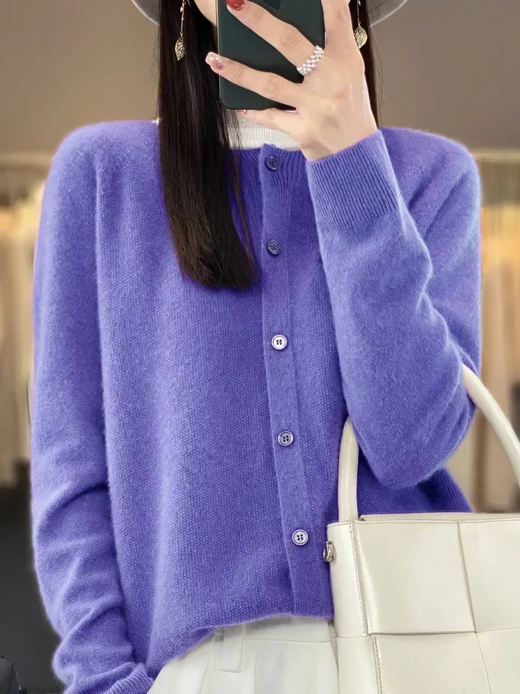 Women's Everyday Button Cardigan with Round Neck - photo 12