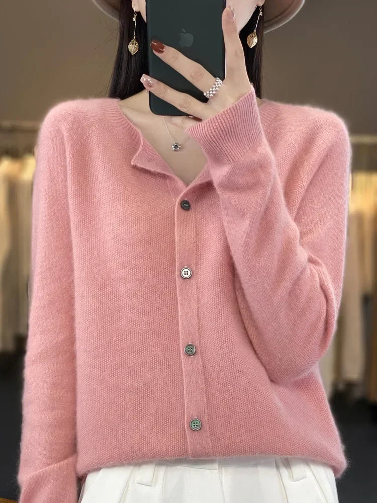 Women's Everyday Button Cardigan with Round Neck - photo 13