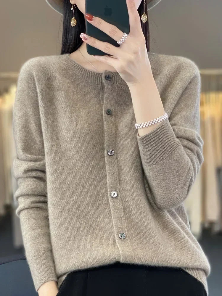 Women's Everyday Button Cardigan with Round Neck - photo 14
