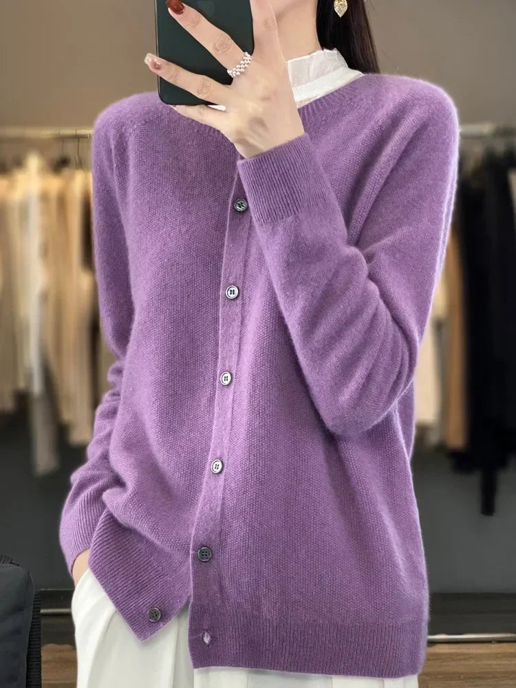 Women's Everyday Button Cardigan with Round Neck - photo 5