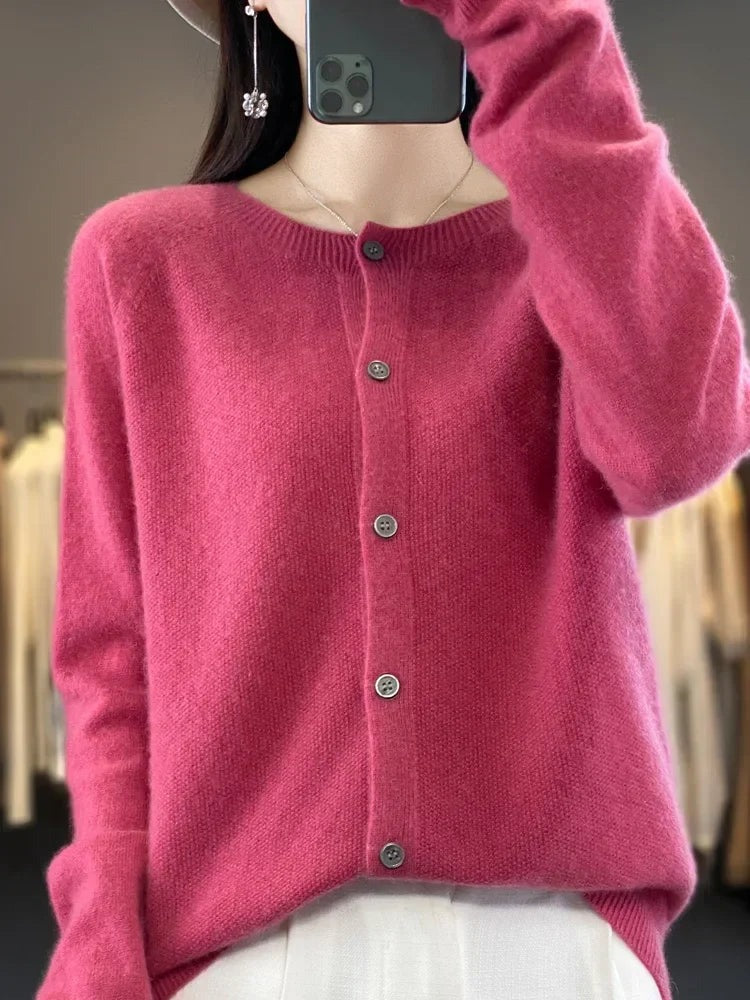 Women's Everyday Button Cardigan with Round Neck - photo 7