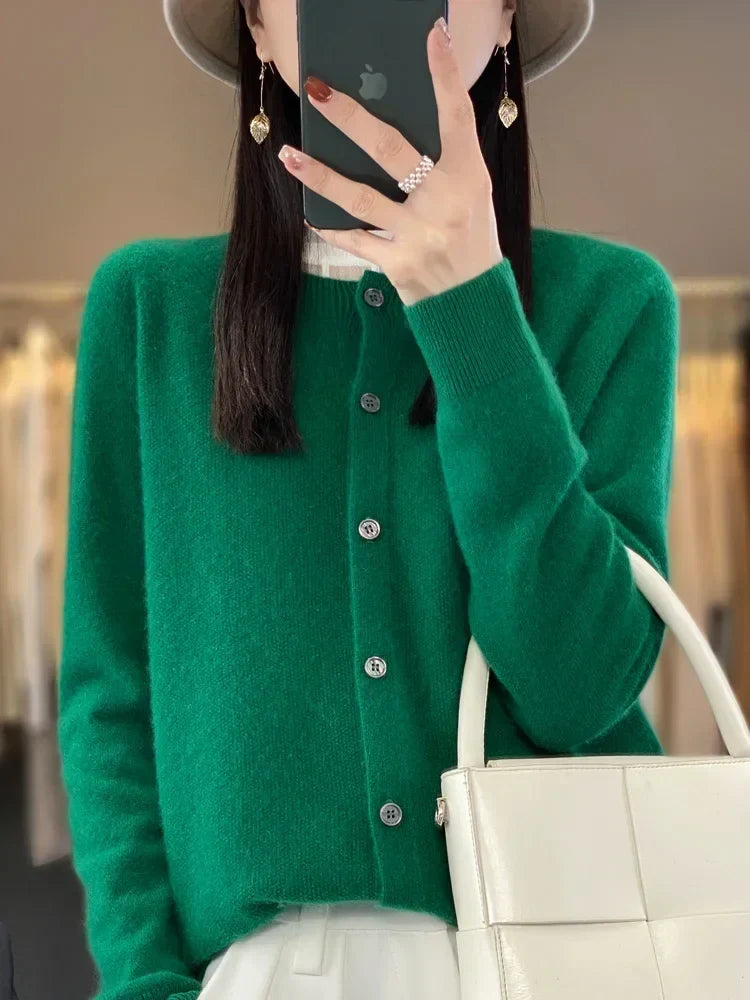 Women's Everyday Button Cardigan with Round Neck - photo 9