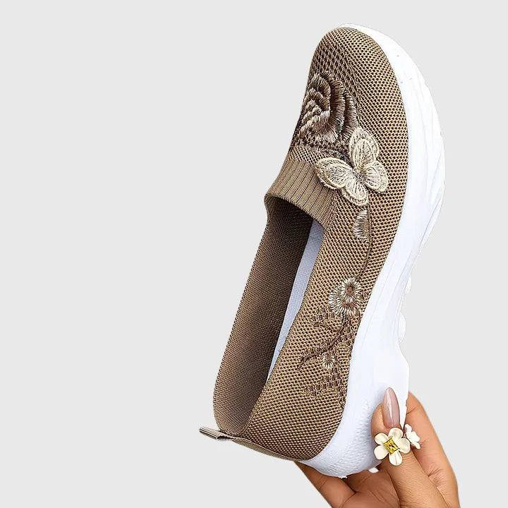 Quilla - Women's Knit Slip-On Shoes with Embroidered Detail